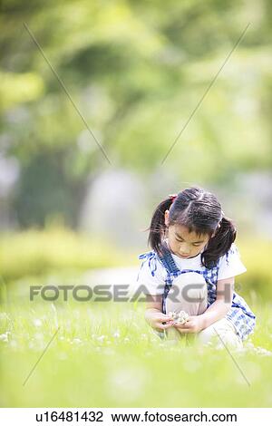 Girl Sitting on Grass Surrounded By Flowers View Large Photo Image Stock Image - Girl Sitting on Grass Surrounded By Flowers. Fotosearch