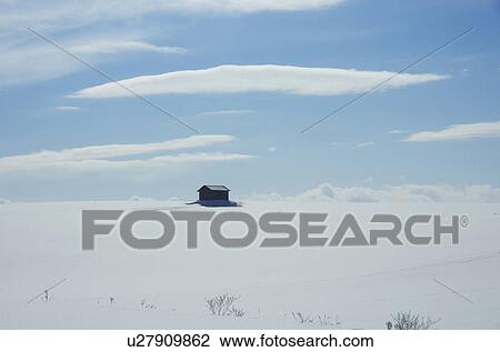 Hut In Snow Field View Large Photo Image Stock Image - Hut In Snow Field. Fotosearch