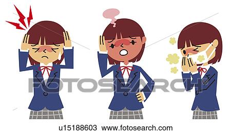 Illustration of sick high school girl View Large Photo Image Stock Image - Illustration of sick high school girl. Fotosearch