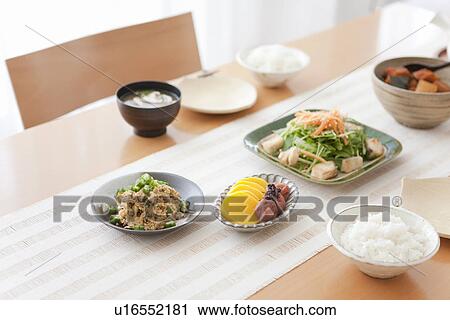 Japanese Breakfast Table View Large Photo Image Stock Image - Japanese Breakfast Table. Fotosearch
