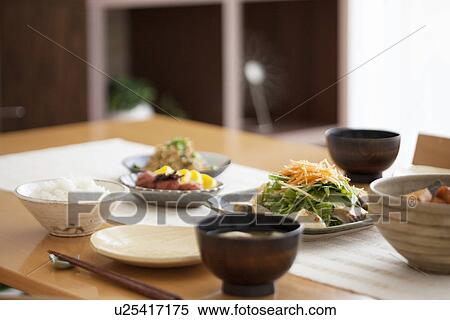 Japanese Breakfast Table View Large Photo Image Stock Photography - Japanese Breakfast Table. Fotosearch
