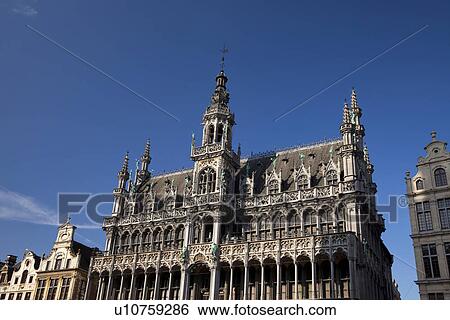 Stock Photograph - King's House (Maison du Roi) on The Grand Place (Grand-Place). Fotosearch