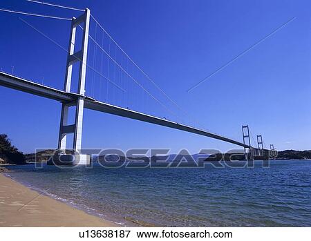 Kurushima Kaikyo Bridge, Imabari City, Ehime Prefecture, Japan View Large Photo Image Stock Photo - Kurushima Kaikyo Bridge, Imabari City, Ehime Prefecture, Japan. Fotosearch