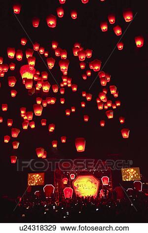 Stock Photo - Lantern festival, Shifen, Taiwan. Fotosearch