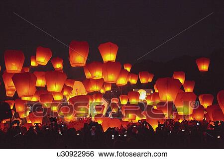 Stock Photograph - Lantern festival, Shifen, Taiwan. Fotosearch