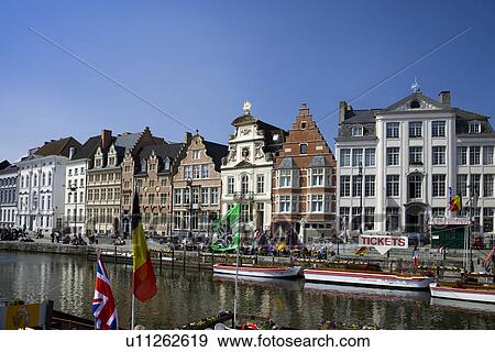 Leie river View Large Photo Image Stock Photo - Leie river. Fotosearch