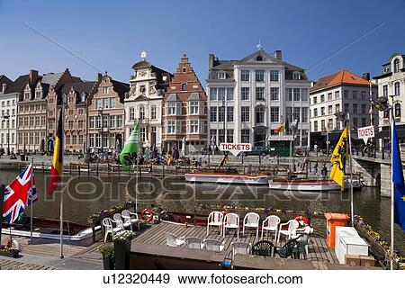 Leie river View Large Photo Image Stock Photo - Leie river. Fotosearch
