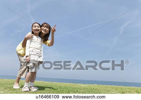 Mother and Daughter Looking at View View Large Photo Image Stock Photo - Mother and Daughter Looking at View. Fotosearch