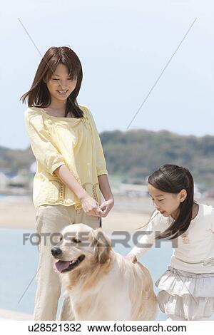 Mother, Daughter and Dog View Large Photo Image Stock Image - Mother, Daughter and Dog. Fotosearch