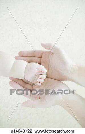 Mother holding baby's hand View Large Photo Image Stock Image - Mother holding baby's hand. Fotosearch