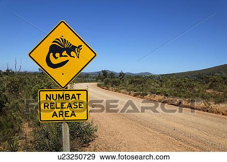 Stock Photo - Numbat warning sign. Fotosearch