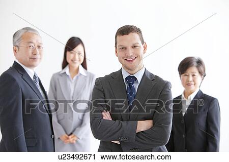 Stock Image - Portrait of Businessmen and Businesswomen. Fotosearch
