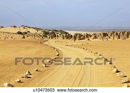 Stock Image - Road in Pinnacles Desert. Fotosearch