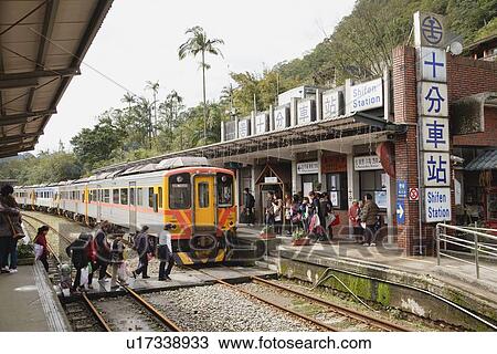 Stock Image - Shifen train station, Taiwan. Fotosearch