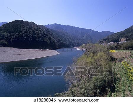 Shimanto river and Iwama bridge View Large Photo Image Stock Photography - Shimanto river and Iwama bridge . Fotosearch