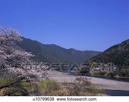 Stock Photo - Shimanto river and Kuchiyanai bridge . Fotosearch