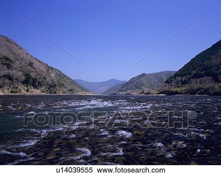 Stock Photography - Shimanto river, Shimanto City, Kochi Prefecture, Japan. Fotosearch