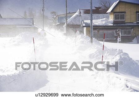 Snow Drifting Over Road View Large Photo Image Stock Photo - Snow Drifting Over Road. Fotosearch