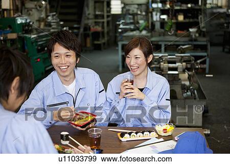 Three Factory Workers Having Lunch Break View Large Photo Image Stock Photo - Three Factory Workers Having Lunch Break. Fotosearch