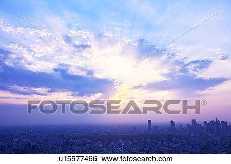 Stock Photograph - Tokyo evening cityscape. Fotosearch