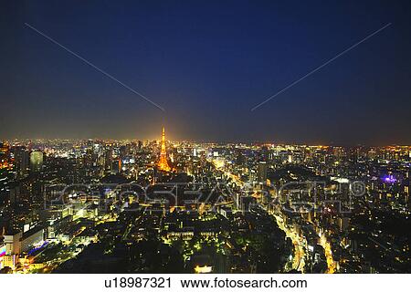 Tokyo tower in night cityscape View Large Photo Image Stock Image - Tokyo tower in night cityscape. Fotosearch