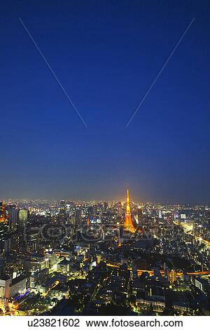 Tokyo tower in night cityscape View Large Photo Image Stock Image - Tokyo tower in night cityscape. Fotosearch
