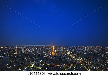 Tokyo tower in night cityscape View Large Photo Image Stock Photograph - Tokyo tower in night cityscape. Fotosearch