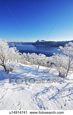 Trees Near Lake Mashu In Winter View Large Photo Image Stock Image - Trees Near Lake Mashu In Winter. Fotosearch