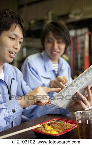 Two Male Factory Workers on Lunch Break View Large Photo Image Stock Image - Two Male Factory Workers on Lunch Break. Fotosearch