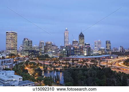 Stock Image - View from Kings Park at Dusk. Fotosearch