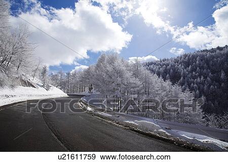Winter mountain road View Large Photo Image Stock Photo - Winter mountain road. Fotosearch