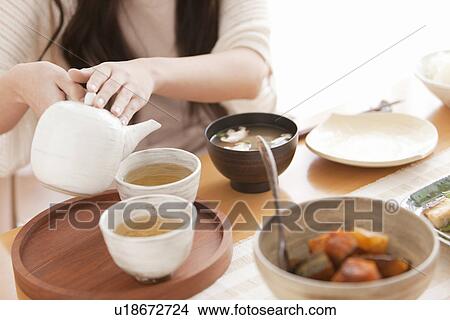 Young Woman Pouring Tea View Large Photo Image Picture - Young Woman Pouring Tea. Fotosearch
