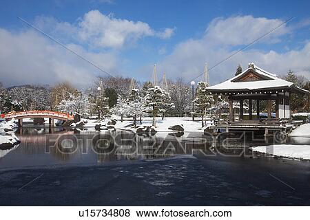 Stock Photo - Yukitsuri in Murasakishikibu park. Fotosearch