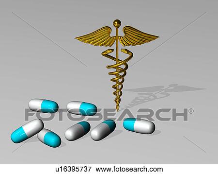 Caduceus and medicine capsules View Large Photo Image Stock Photo - Caduceus and medicine capsules. Fotosearch