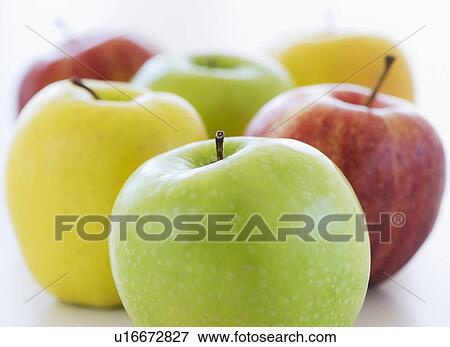 Close up of colorful apples, studio shot View Large Photo Image Stock Photo - Close up of colorful apples, studio shot. Fotosearch