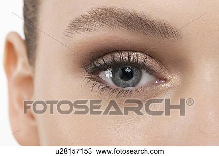 Close-up of female eye with make-up View Large Photo Image Stock Image - Close-up of female eye with make-up. Fotosearch