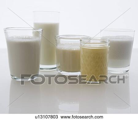 Close up of glasses with different kinds of milk View Large Photo Image Stock Image - Close up of glasses with different kinds of milk. Fotosearch