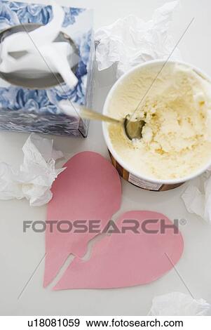 Close up of ice creams and broken paper heart View Large Photo Image Stock Photo - Close up of ice creams and broken paper heart. Fotosearch