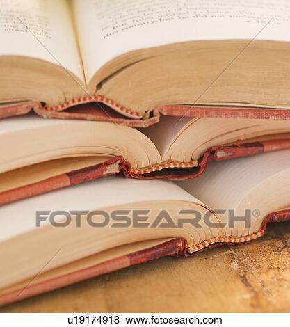 Stock Photo - Close up of open books, studio shot. Fotosearch
