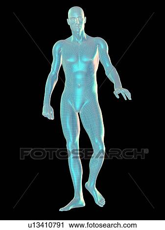Stock Image - Digitally generated image of walking male representation. Fotosearch
