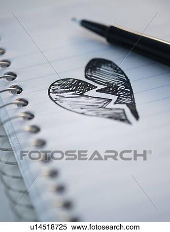 Stock Photography - Drawing depicting broken heart. Fotosearch