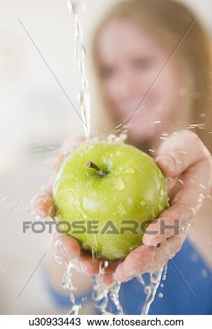 Hands washing green apple View Large Photo Image Stock Image - Hands washing green apple . Fotosearch