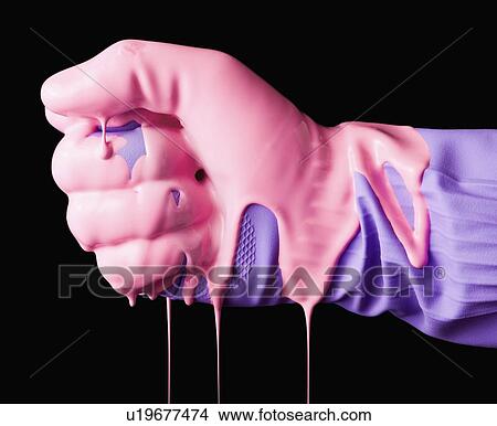 Human fist in rubber glove dripping with wet paint View Large Photo Image Picture - Human fist in rubber glove dripping with wet paint. Fotosearch