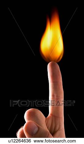 Stock Photograph - Index finger with flame. Fotosearch