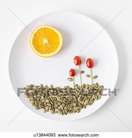 Landscape on plate made out of food, studio shot View Large Photo Image Stock Image - Landscape on plate made out of food, studio shot. Fotosearch
