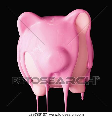 Stock Photo - Piggy bank with pink icing. Fotosearch