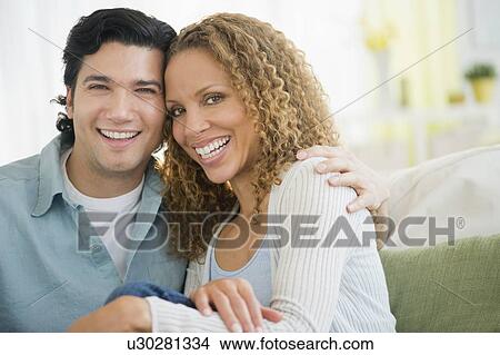 Picture - Portrait of couple at home. Fotosearch