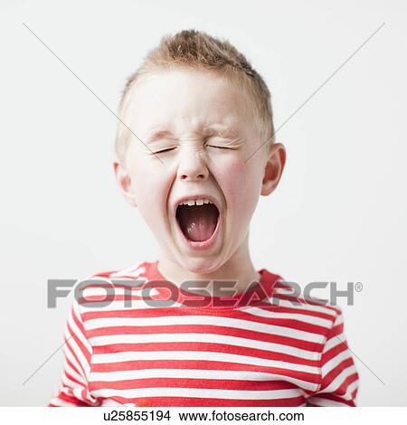 Picture - Portrait of male toddler (2-3) yawning. Fotosearch
