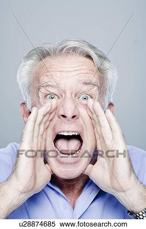 Portrait of screaming senior man, studio shot View Large Photo Image Stock Photography - Portrait of screaming senior man, studio shot. Fotosearch