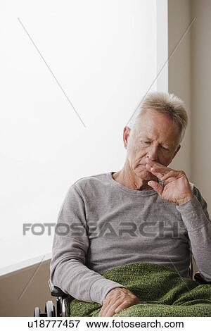 Portrait of senior man on wheelchair View Large Photo Image Stock Photo - Portrait of senior man on wheelchair. Fotosearch